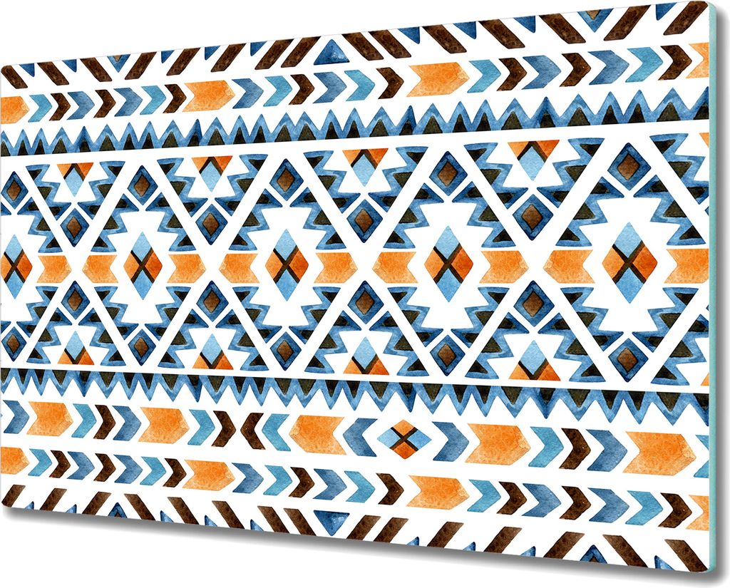 Glas-Herdabdeckplatte Glaskeramikfeldabdeckung Spritzschutz - 80x52 cm - Boho ethnisch