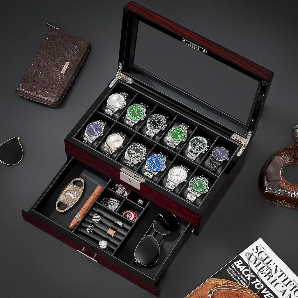 Coffret rangement montres bois : protégez vos 12 montres de la poussière