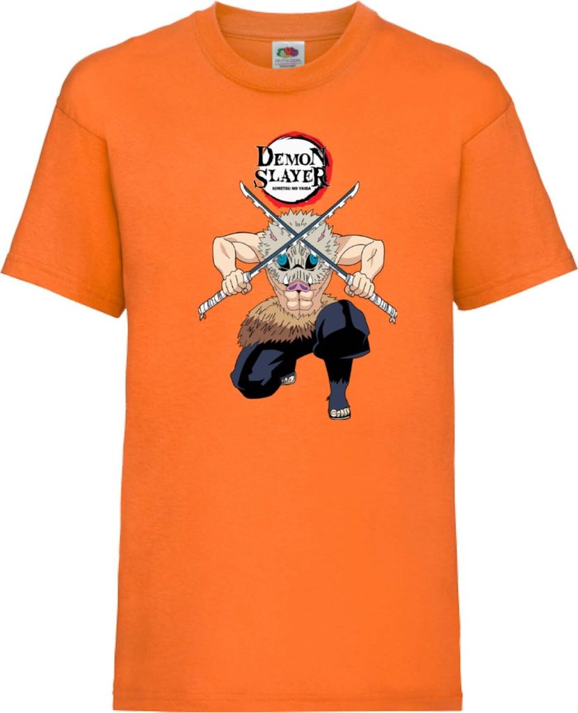 Kinder T-Shirt Japan Animation Manga Anime Comics Demon Anime Slayer Inosuke Var-020 Inosuke Boar, 9-11 Jahr - 140 / Orange