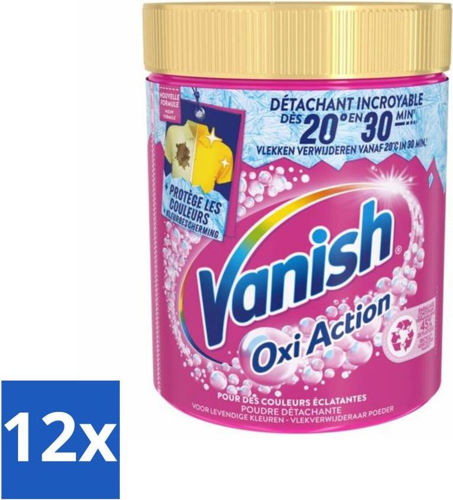 Vanish – Fleckenentferner – Oxi Action Wash Booster Pulver – Für Buntwäsche – 940 g - Vorteilspack - 12 Stücke