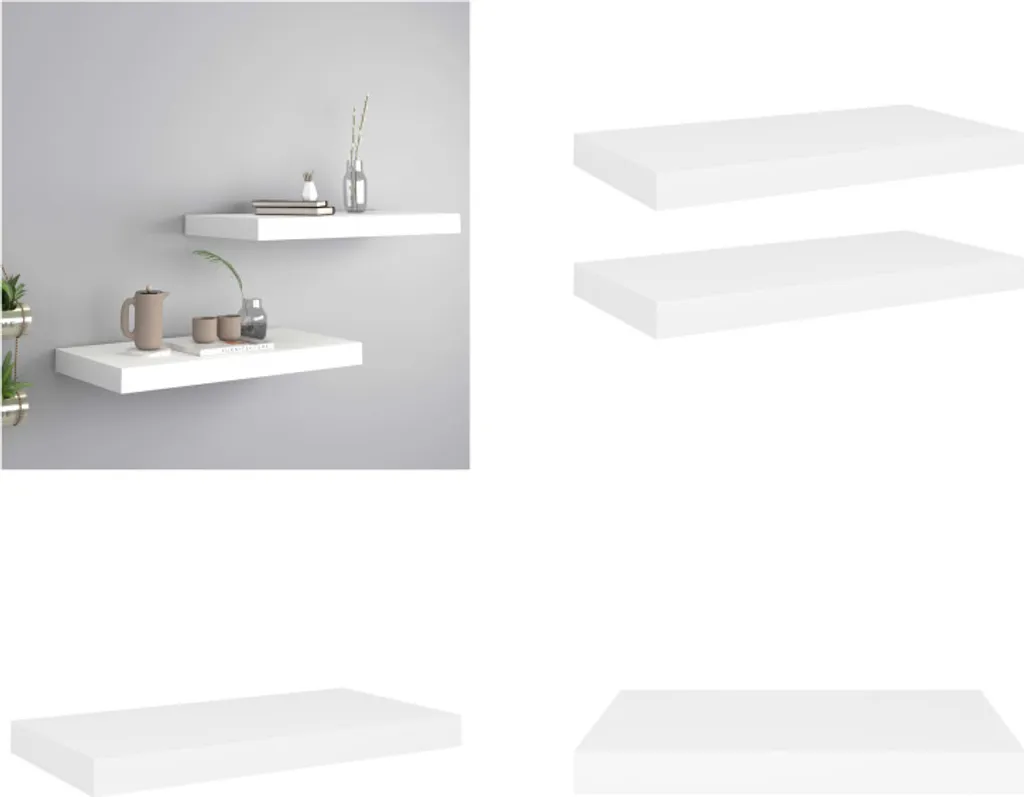 2x Mensole vidaXL Bianco 50x23x3.8 cm | Offerta Mensole Galleggianti MDF