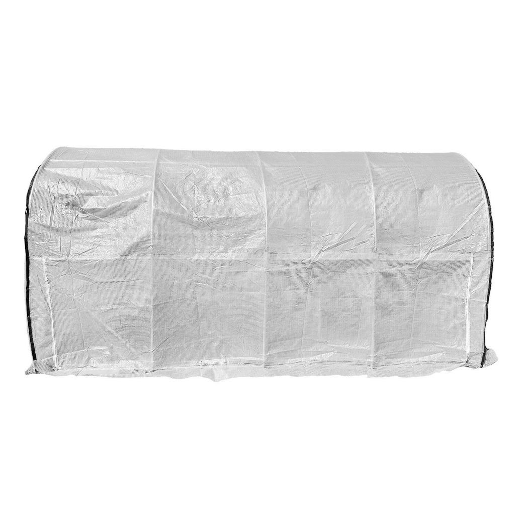 A white greenhouse tunnel on a white background.