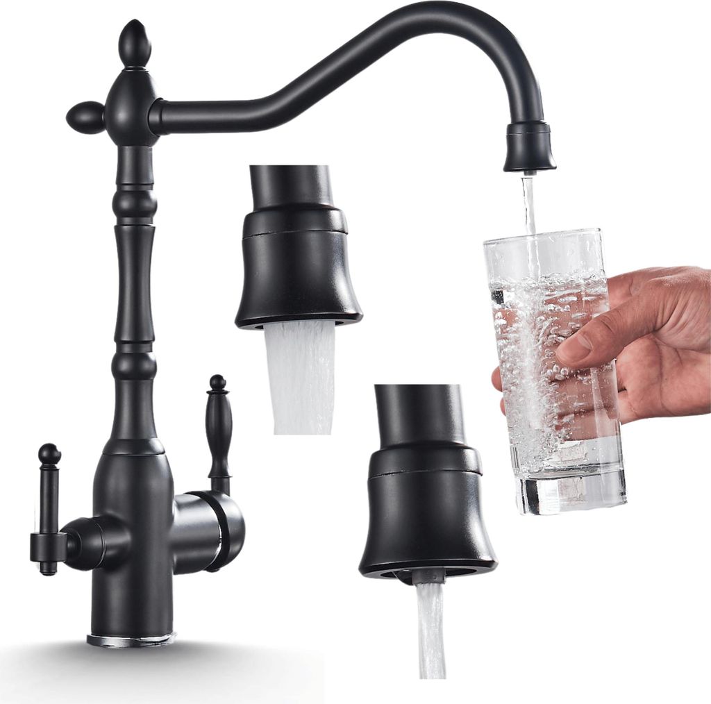 3-Wege Küchenarmatur Retro mit Wasserfilter-Anschluss, Produktbild 