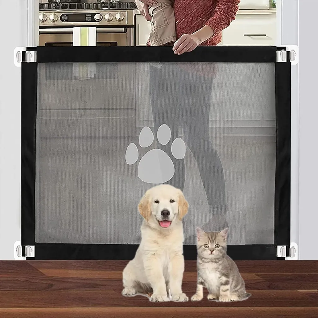 Barrière pour chiens anti-fugue et grille de sécurité verrouillable