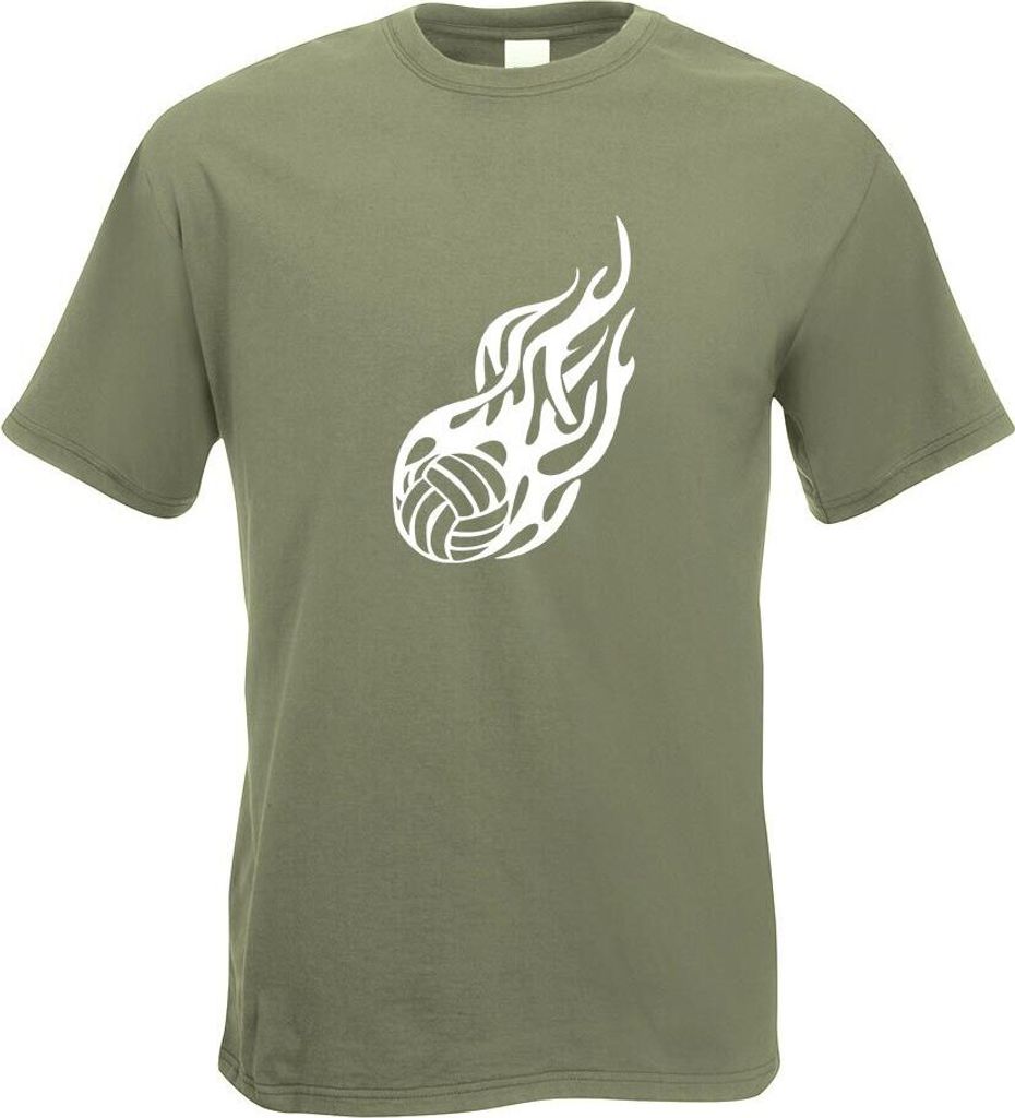 Kiwistar - T-Shirt - Olive - Fireball Motiv Bedruckt Funshirt Design Print - mit Motiv Bedruckt - Funshirt Design - Sport - Freizeit - Herren - M
