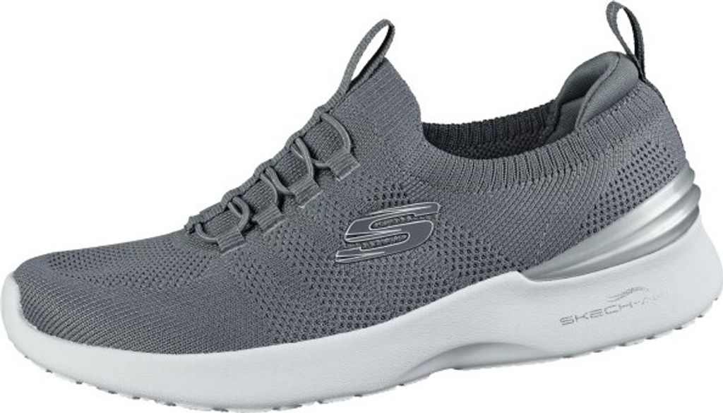Skechers Skech Air Dynamight, Damen Strick Sneakers, Sportschuhe in grau, herausnehmbares Skechers Memory Foam Fußbett, in der Maschine waschbar