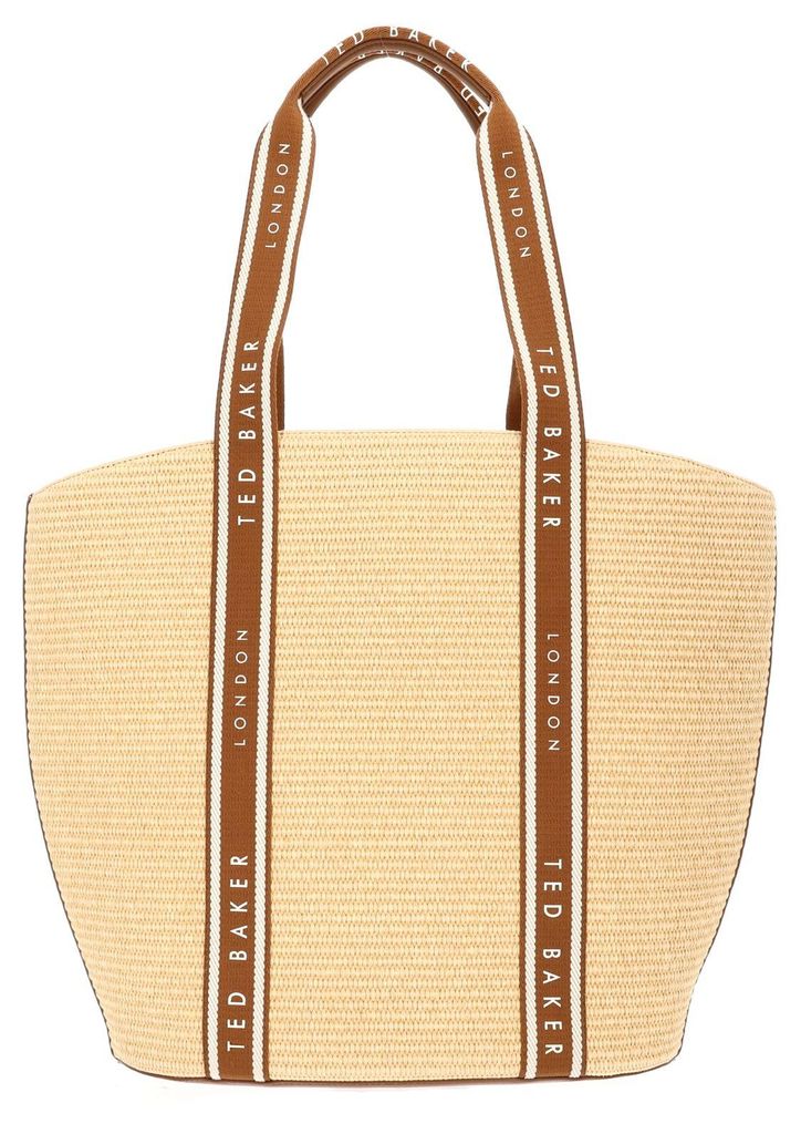 Ted Baker Shopper Raffia Webbing Detail Raffia Large Tote Bag Brown beige