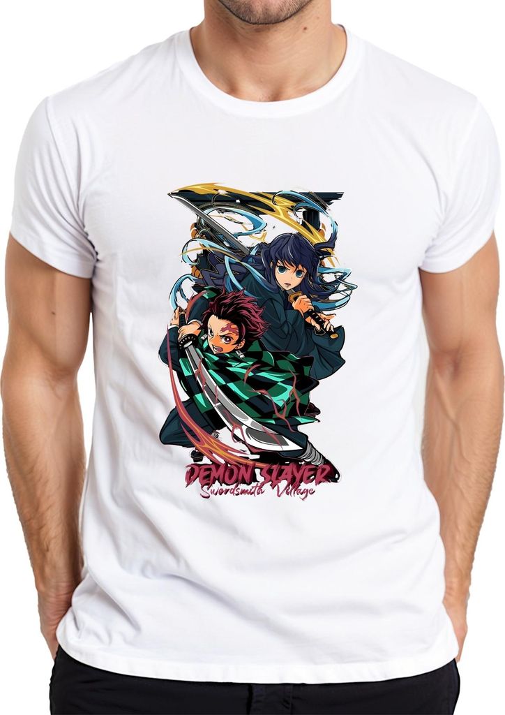 Demon Slayer Swordsmith Village Tanjiro Schwert Anime Geschenk Herren T-Shirt, Weiß, L