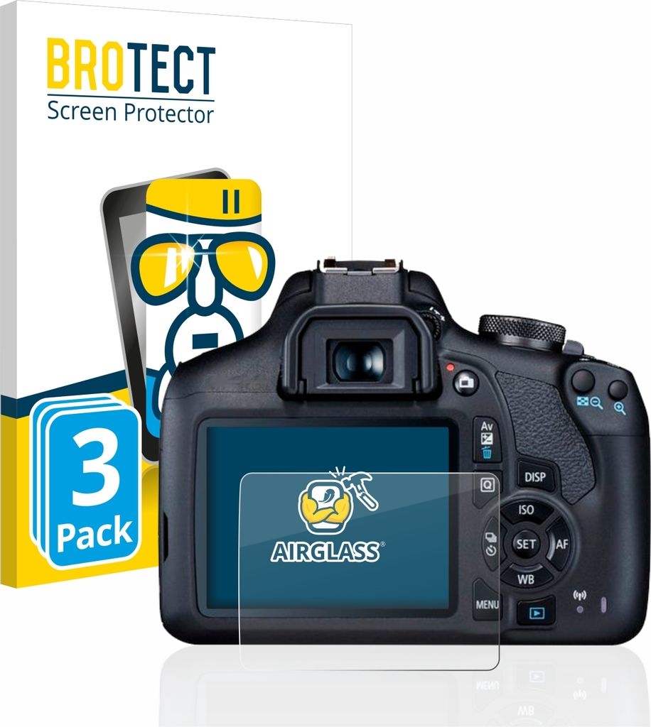 3x BROTECT Schutzglas für Canon EOS 2000D Schutzfolie Panzer Folie Glas Display Schutz klar