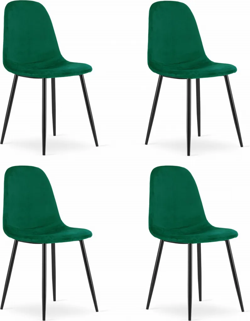 Sedia COMO Velluto Verde Scuro x 4 - Set Sedie Pranzo Design Moderno