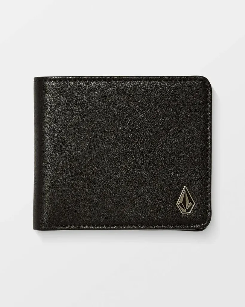 Portefeuille Volcom Slim Stone Noir au Design Ultra-Plat Polyuréthane