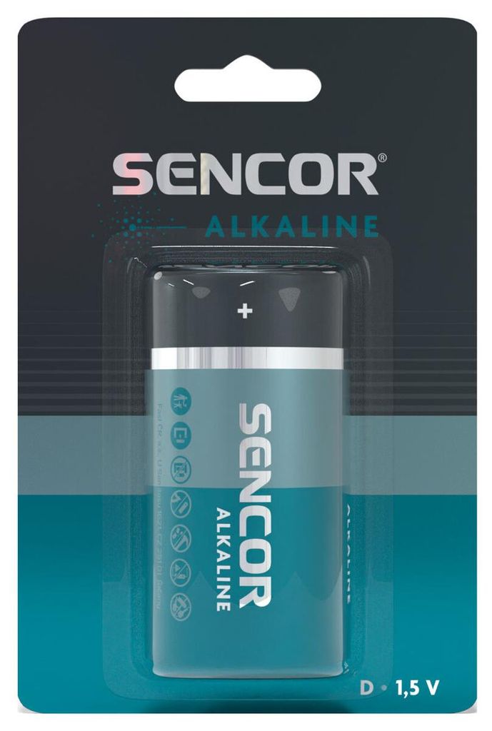 Alkalibatterie, D (LR20), Typ D-Zelle, 1,5V, Sencor, Blister, 1er-Pack
