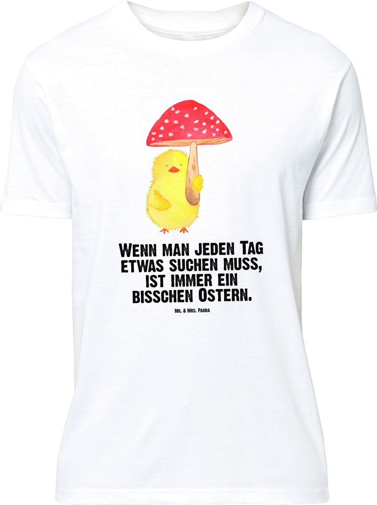 Mr. & Mrs. Panda Größe XL T-Shirt Küken Fliegenpilz - Weiß - Geschenk, Ostern, Ostergrüße, mit Spruch, Tshirt, Frohe, Glückspilz, Shirt