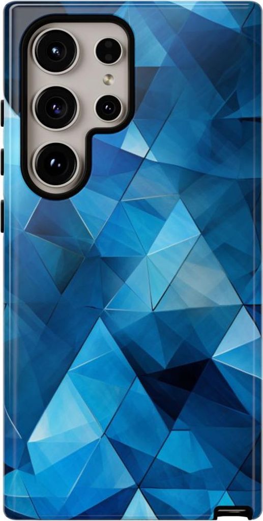 Blaues geometrisches Dreiecksmuster – Hülle Kompatibel mit Samsung Galaxy S24 Ultra