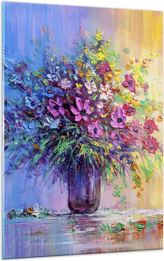 Bilder auf glas - Einteilig - Blumen Vase - 50x70cm - Glasbilder - Wandbilder - Bilder - Kunstdruck - zum Aufhängen bereit - Wanddekoration aus Gl...