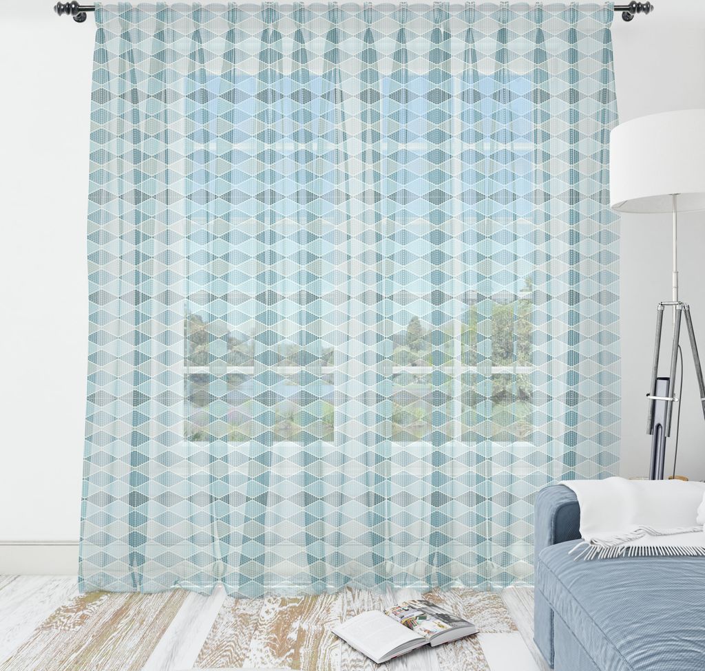 ABAKUHAUS Abstrakt Wandteppich, Rauten Symmetrische und Horizontal, Wohnzimmer Schlafzimmer seidiges Satin Wandtuch, 240 cm x 274 cm, Kadett Blau ...