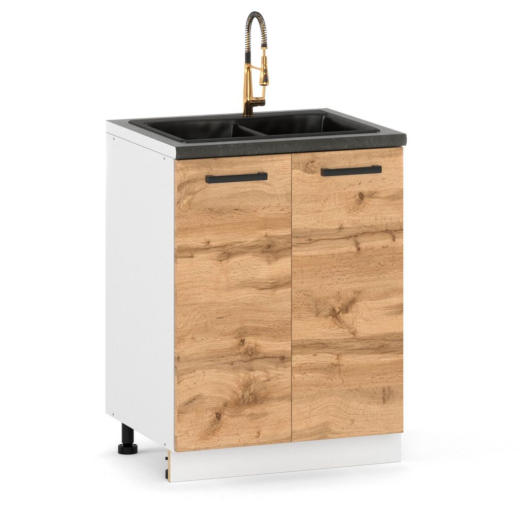 ULWEHOME | Spülenunterschrank 60 cm Eiche Wotan, Produktbild 