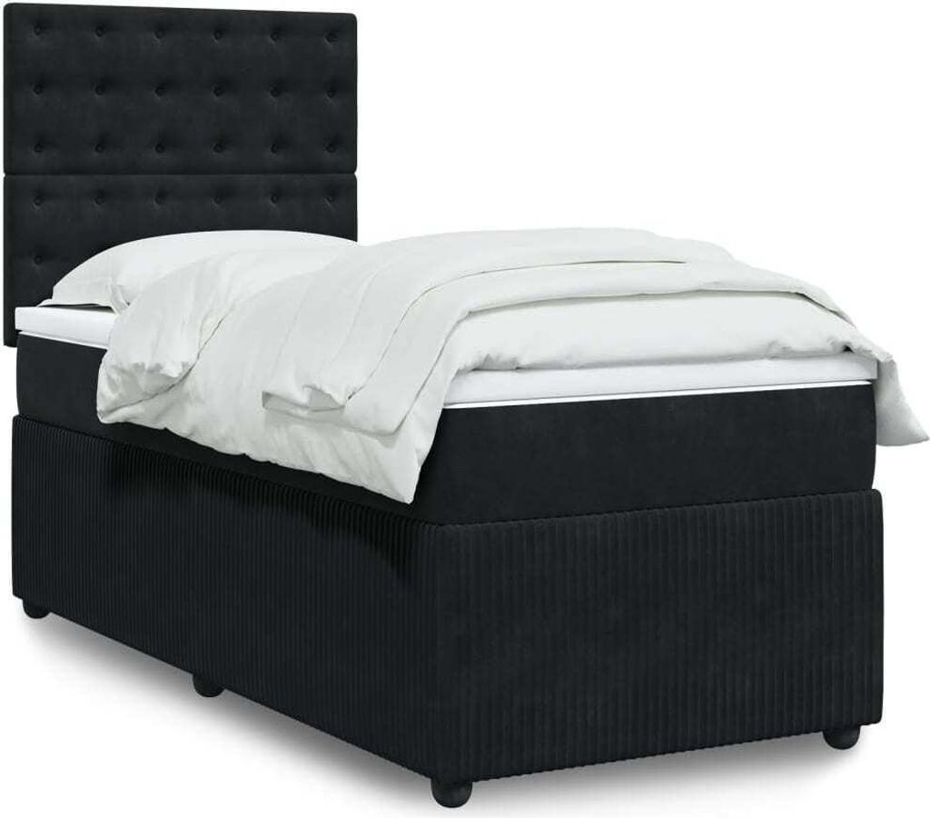 "2026 Promotion" Boxspringbett mit Matratze - Schwarz - 90x190 cm - Samt - Polsterbett CC15726