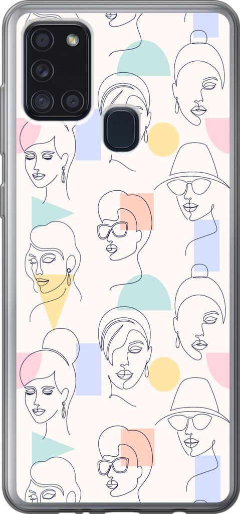 MuchoWow Handyhülle Schutzhülle Hülle für Telefoonhoesje Samsung Galaxy A21s Mädchen - Frauen - Muster - Pastell - Mädchen - Kinder - Kind ...