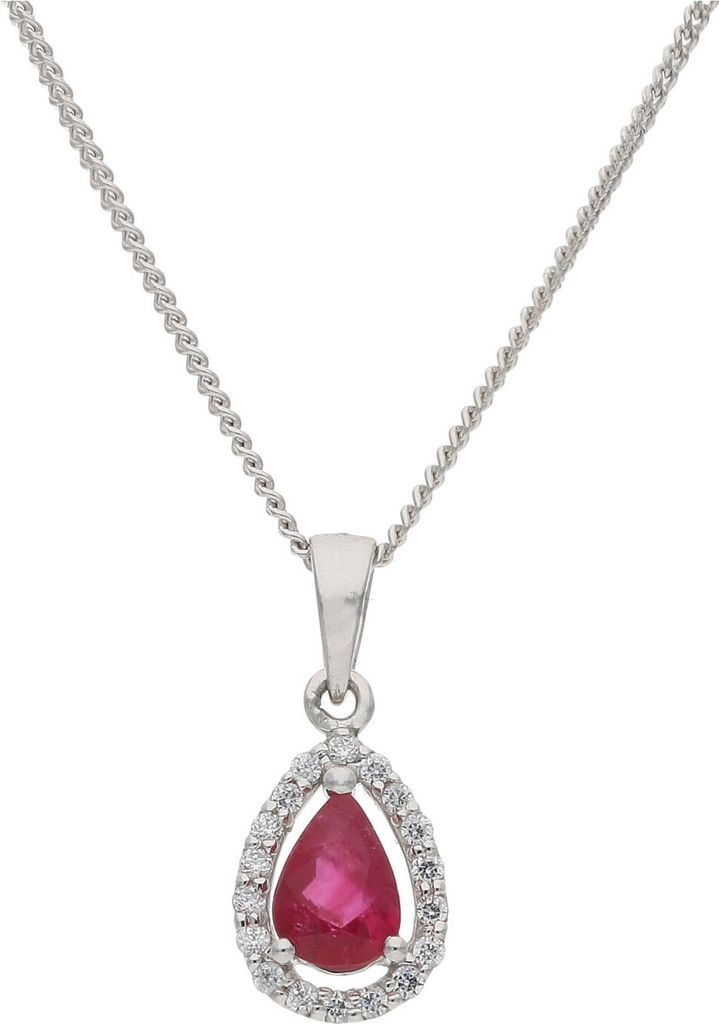 Rubin Anhänger Weißgold 333 Zirkonia JL10-02-3265 JuwelmaLux