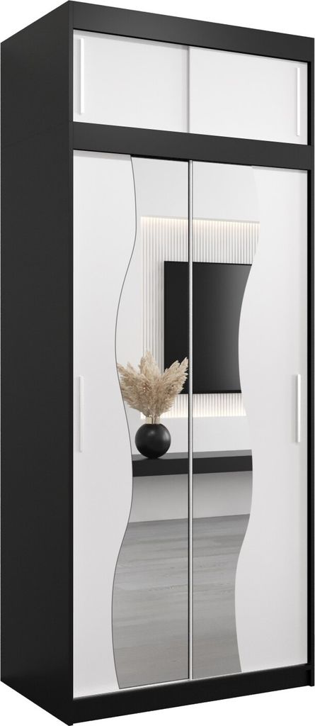Kleiderschrank, Schiebetürenschrank Schlafzimmer, Schrank mit Spiegel MADRYT 100 mit Aufsatz, Höhe 240 cm