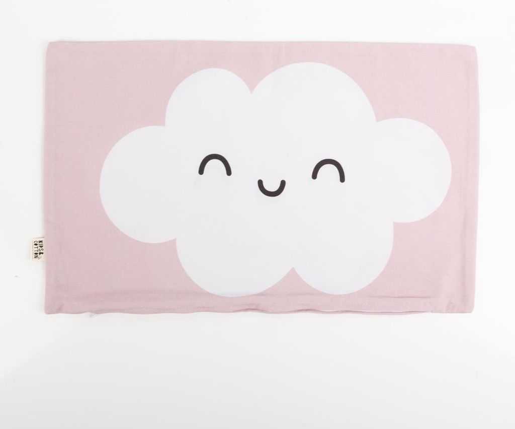 Kissenhülle Wolke Baumwolle rosa 30x50cm mit lachendem Gesicht
