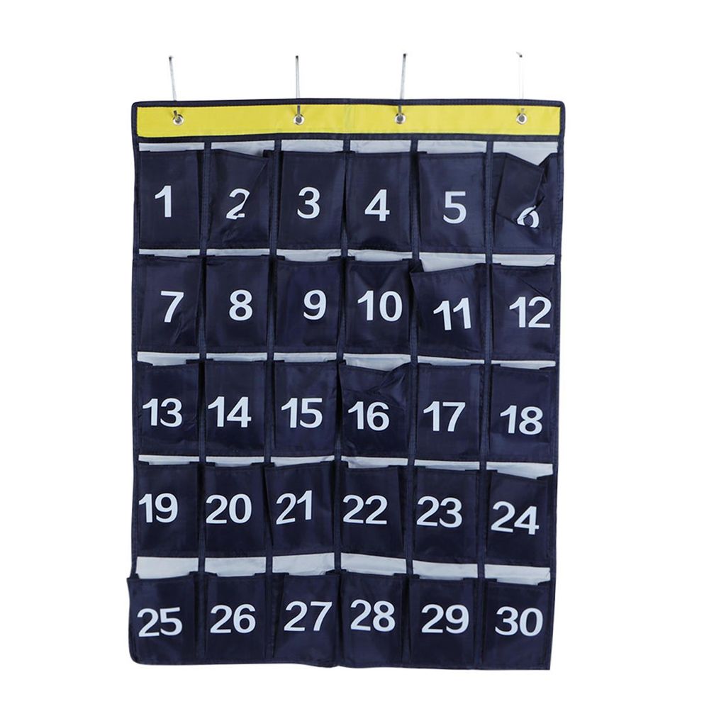 Aufbewahrungstasche zum Aufhängen an der Wand, mit 30 Taschen, Handyhalter, Hänge-Organizer mit Zahlen, Marineblau