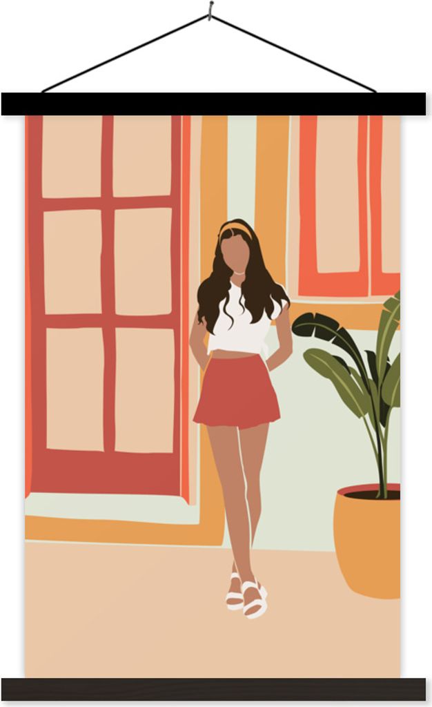 MuchoWow Textilposter Frau - Kleidung - Zuhause 40x60 cm mit schwarzem Rahmen - Wanddekorationen