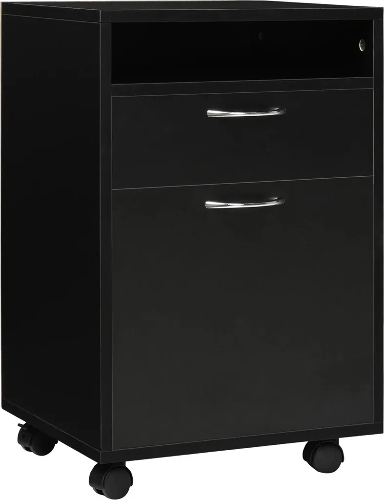 Classeur de bureau pour dossiers et fournitures avec roulettes noir