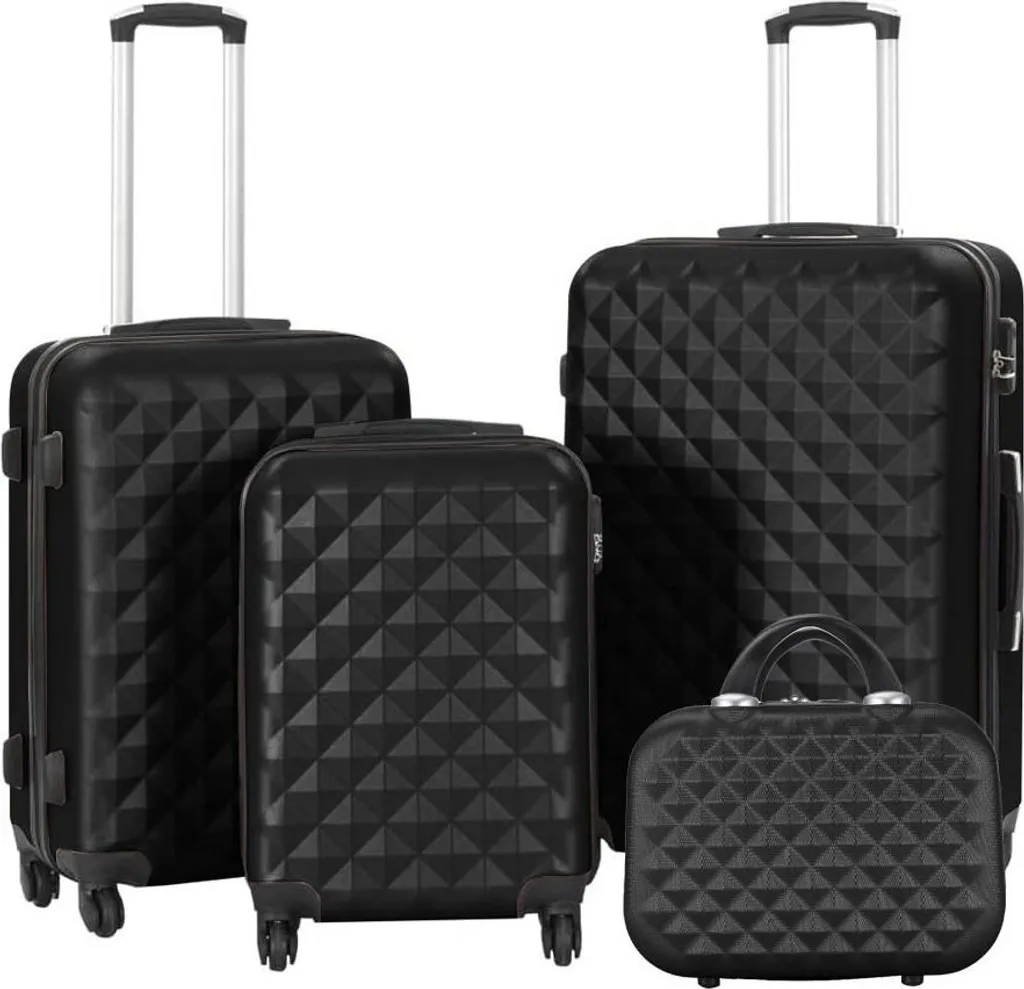 Set valigie da viaggio con borsa cosmetica, colore nero