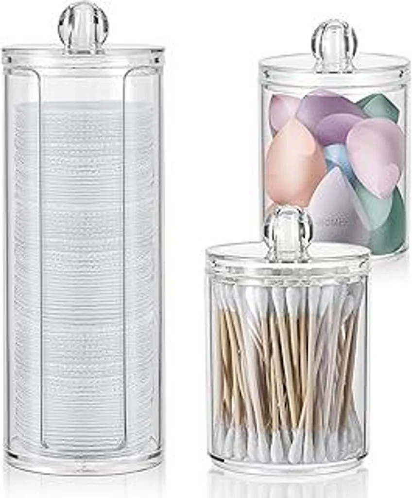 Contenitore Cotone Fioc e Dischetti Struccanti - Set 3 Organizer Bagno