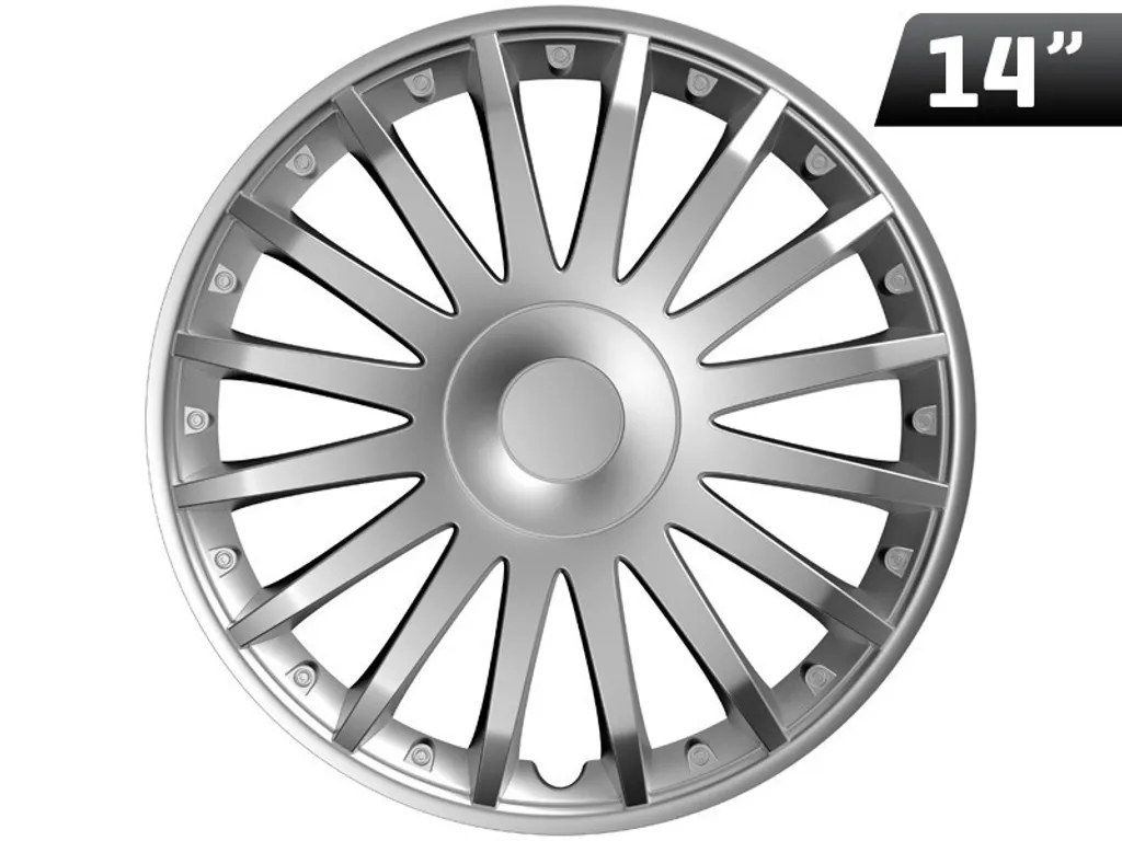 Enjoliveur Argent Cristal 14 Pouces - Cache-Moyeu Individuel Universel