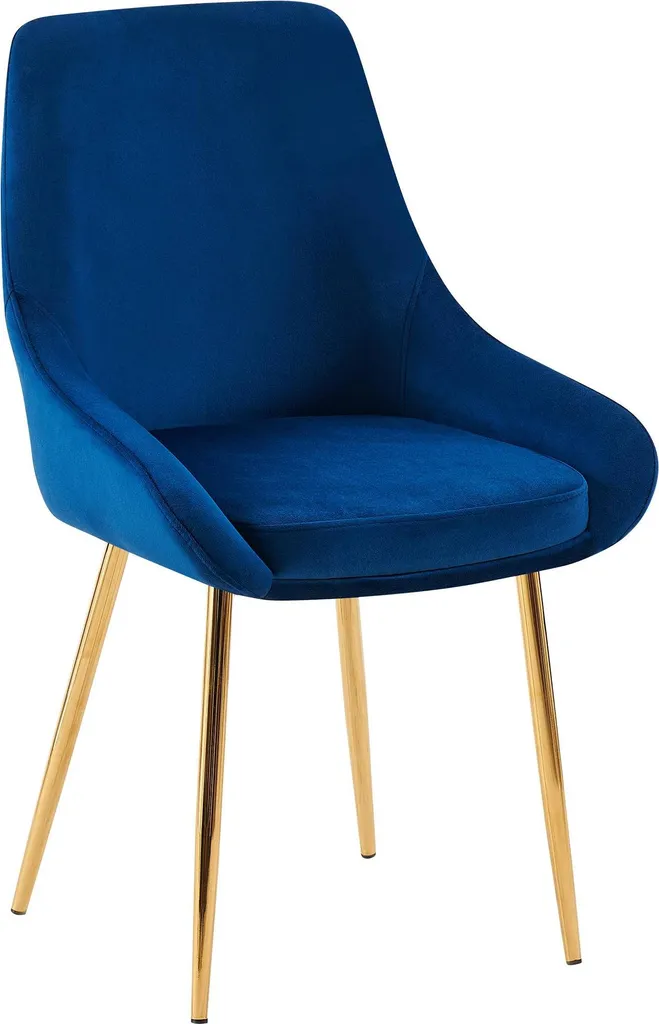 Chaise de salle à manger Elmira en velours vert et pieds dorés chic