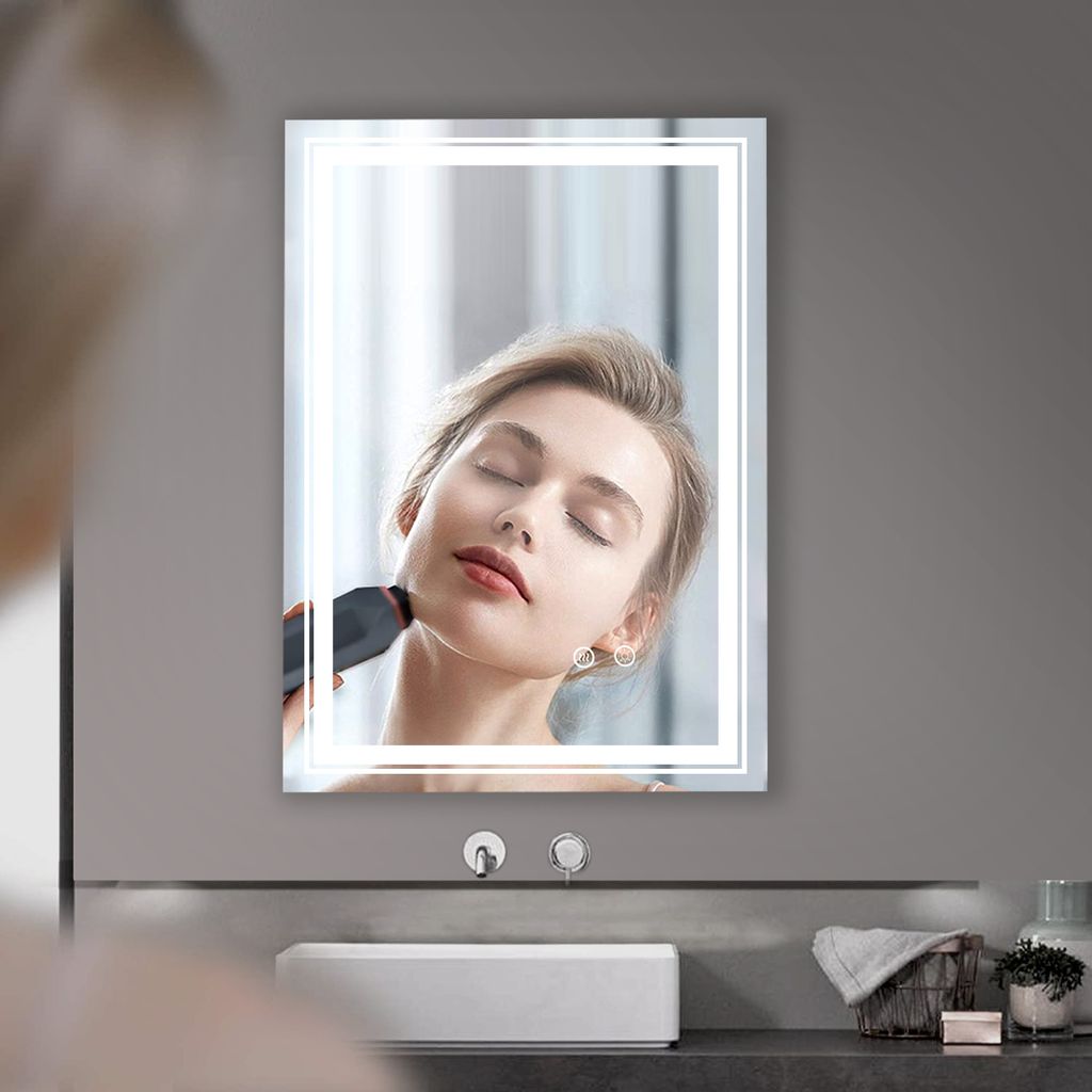 Meykoers Badspiegel mit Ablage Wandspiegel mit Regal 45x60cm Badezimmer  Spiegel Badezimmerspiegel : : Küche, Haushalt & Wohnen