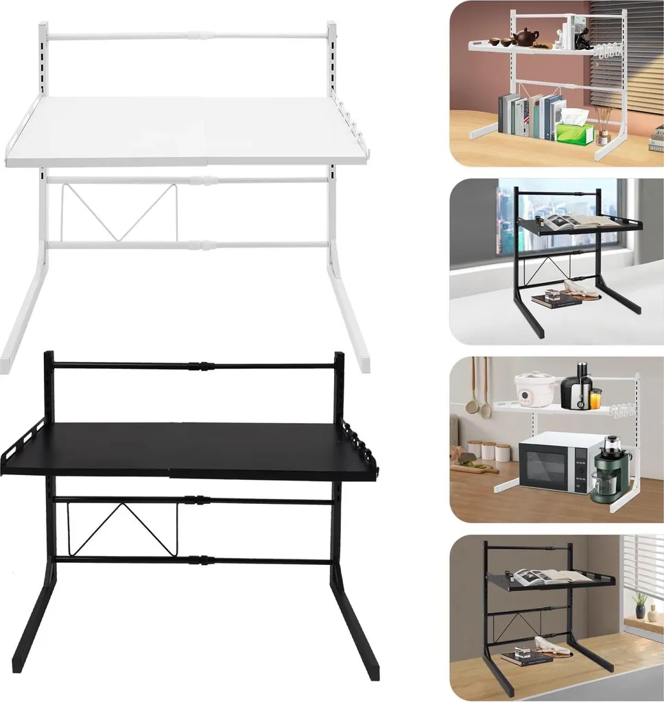 Organiseur Cuisine : Étagère Micro-ondes Extensible Hauteur Réglable - 2