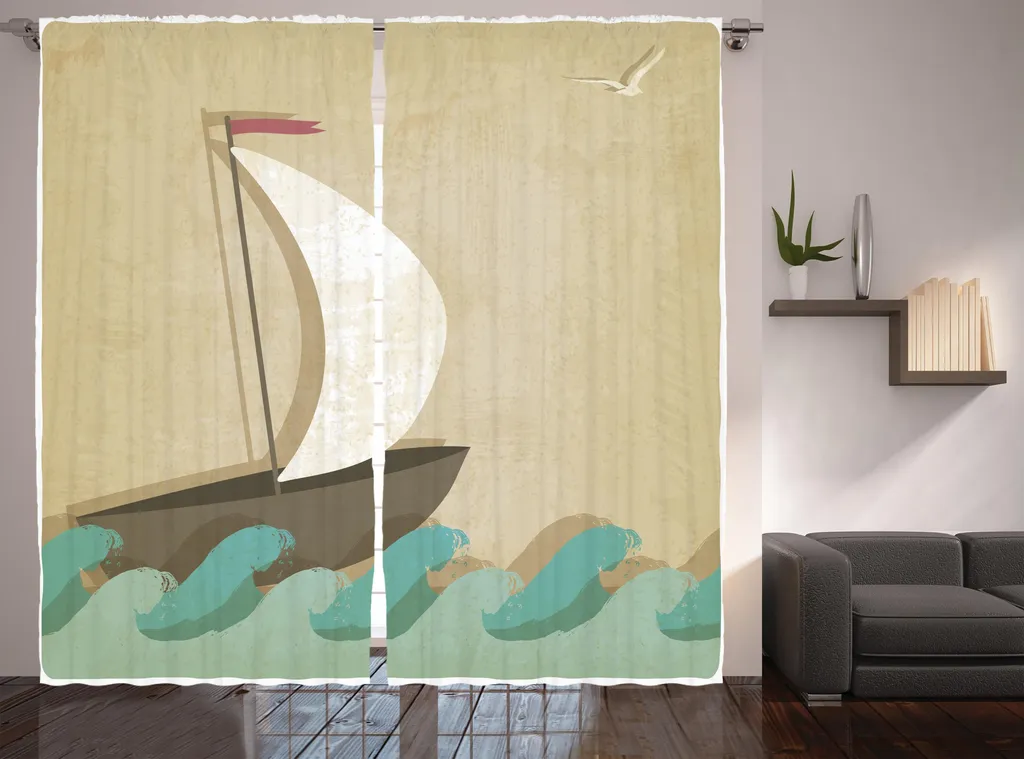Rideau à fronces ABAKUHAUS Océan rustique - Thème Marine 280 x 225 cm
