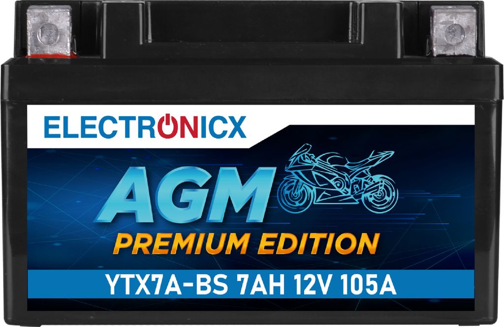 Electronicx YTX7A-BS Batteria AGM per moto 12 V 7 Ah ▶ Immagine del prodotto 