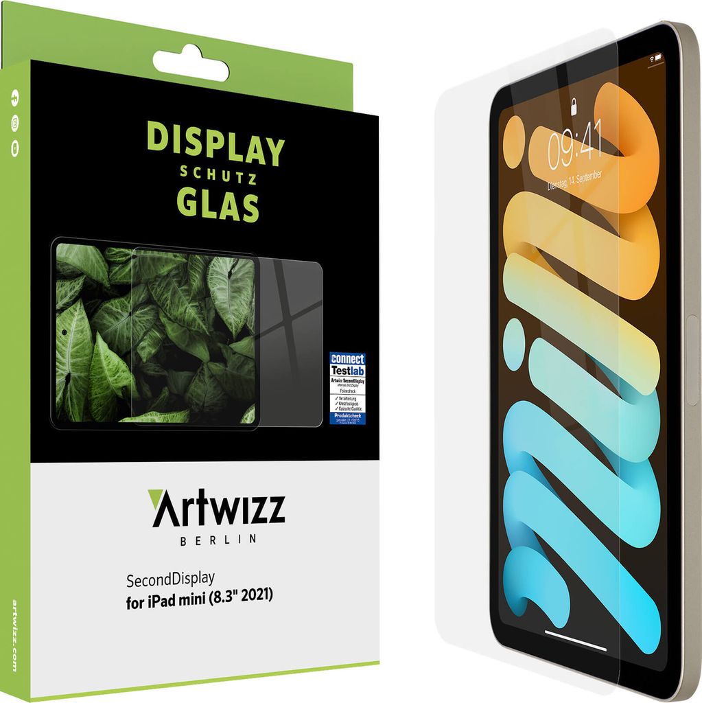 ARTWIZZ SecondDisplay für iPad mini 6. Gen. (8,3 Zoll, 2021) - Displayschutz aus Sicherheitsglas mit 9H Schutzgrad