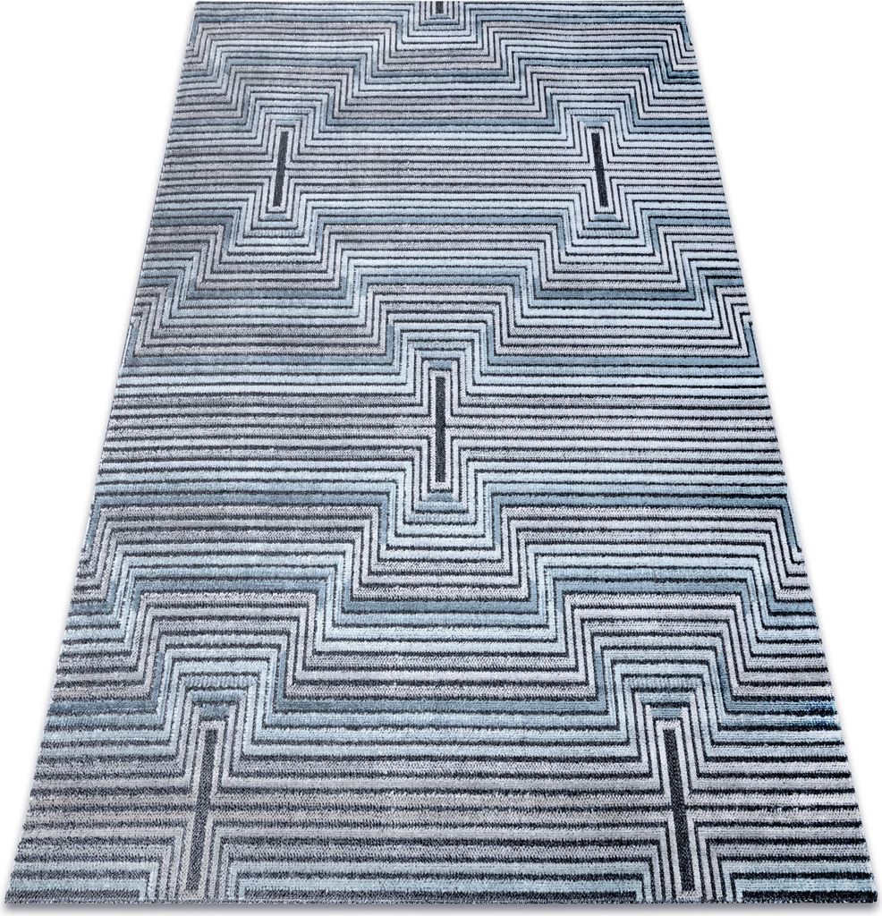 Teppich Strukturell SIERRA G5018 flach gewebt blau - Streifen, Diamanten Blau 160x220 cm