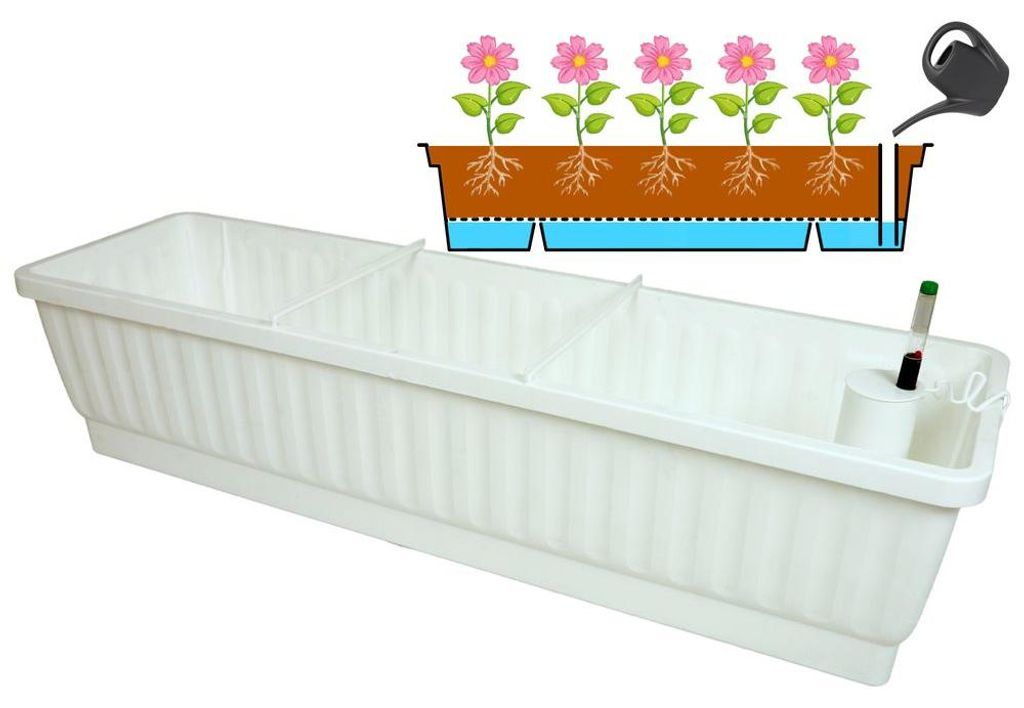 XXL Blumenkasten mit Bew. Venezia 100 cm weiss Produktbild 