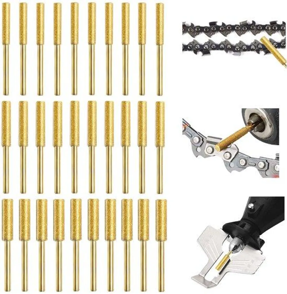 Mèches diamantées robustes pour affûtage tronçonneuse - Multi-tailles 3 en 1