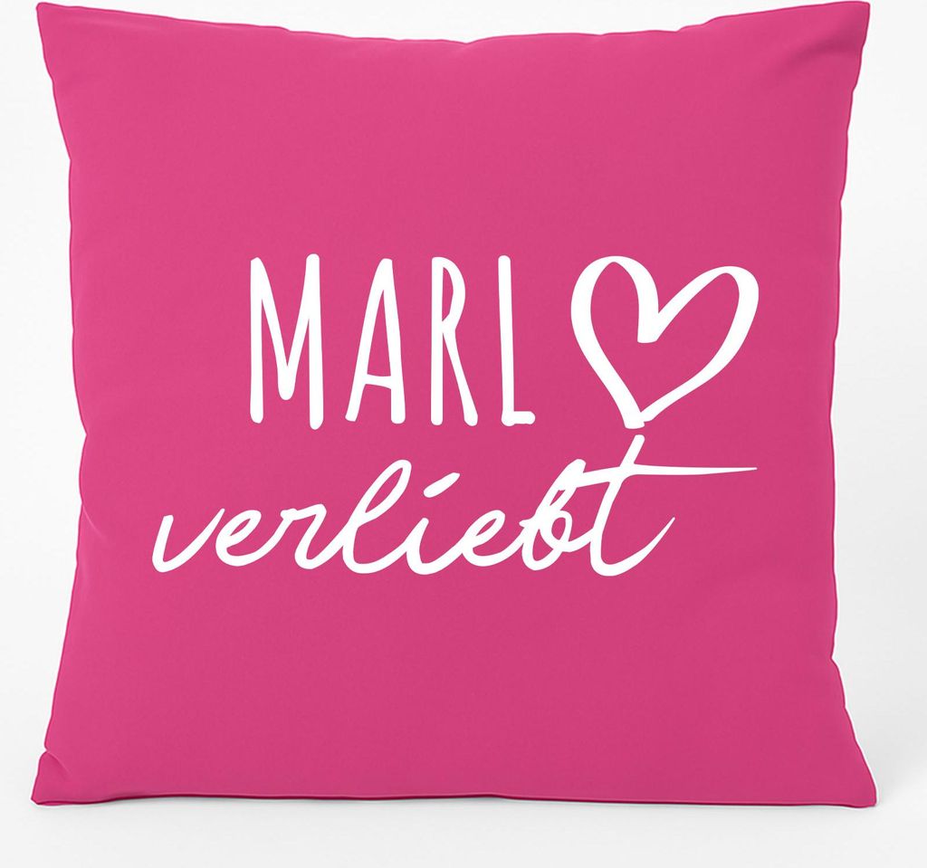 Huuraa Kissen Marl verliebt 40x40cm mit Füllung Fuchsia Baumwolle Dekokissen Geschenkidee
