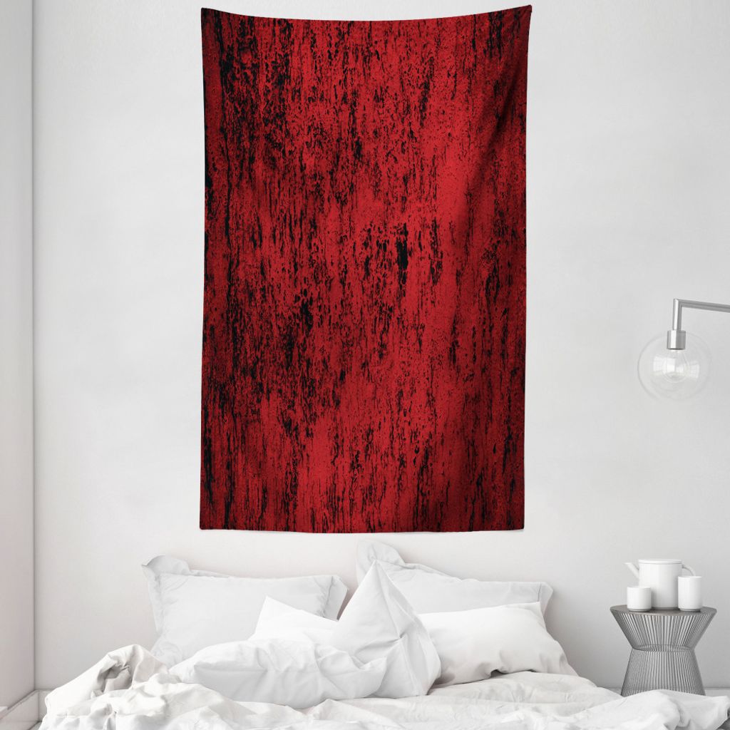 ABAKUHAUS Rot und Schwarz Wandteppich und Tagesdecke, grungy Zusammenfassung aus Weiches Mikrofaser Stoff Waschbar ohne Verblassen Digitaldruck, 14...