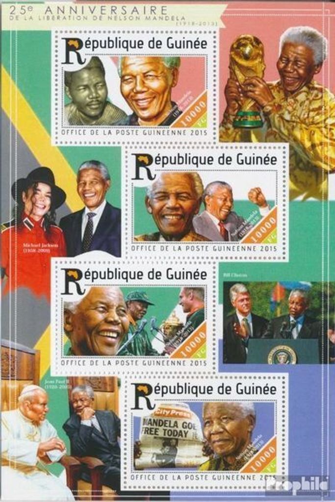 Briefmarken Guinea 2015 Mi 11143-11146 Kleinbogen (kompl. Ausgabe) postfrisch Nelson Mandela