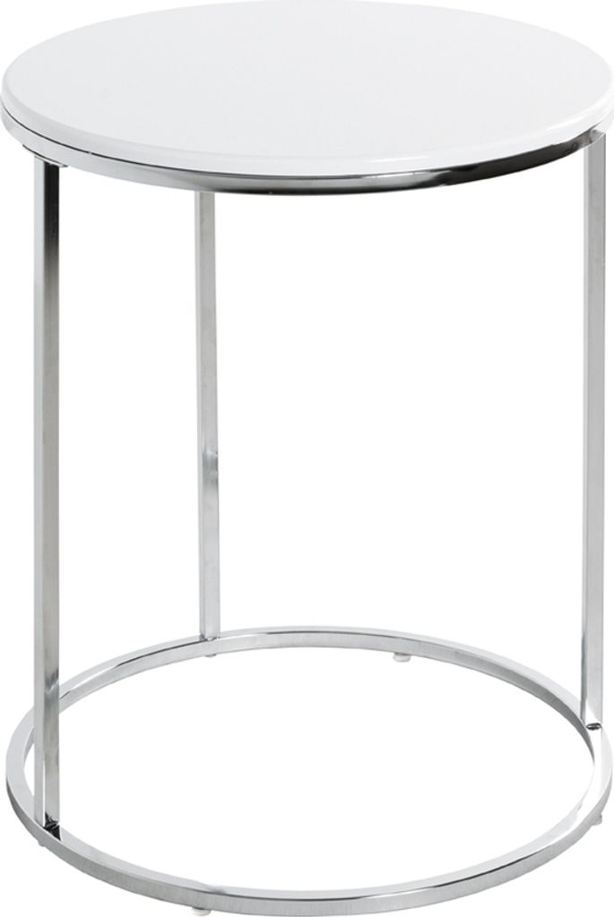 Beistelltisch >23378< in chrom-weiß, MDF, Metall - 50x40cm (HxD)