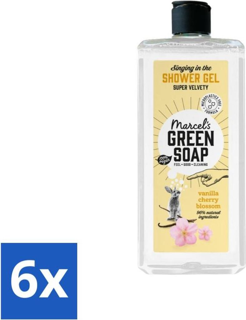 Marcel's Green Soap - Duschgel - Vanille & Kirschblüte - Pflegend & Sanft - 300 ml - Vorteilspack - 6 Stücke
