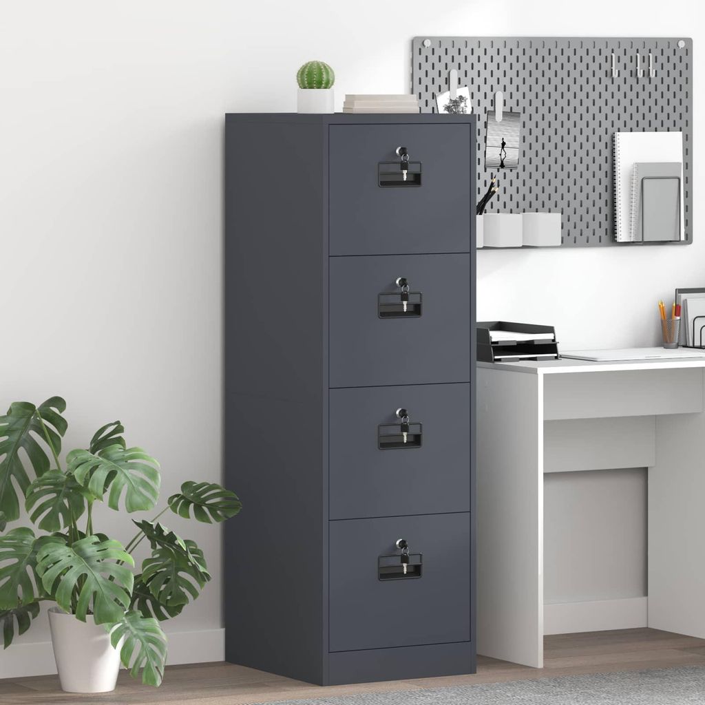 "Schlussverkauf" Aktenschrank mit Schubladen 2 Stück - Aktenschrank für Büro - Büroschrank - Anthrazit 44x50x106,5 cm C15039