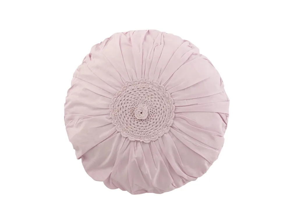 Coussin Rond Dentelle J-Line Violet : Donnez de la Vie à votre Déco Fade