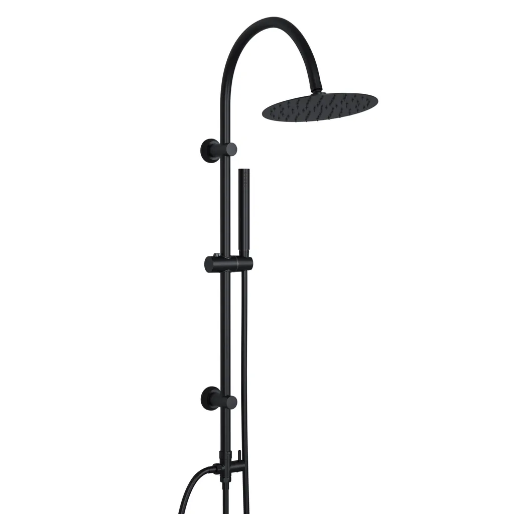 JOHO Colonna Doccia idromassaggio Doccia Acciaio Inox Senza Miscelatore Fori Muro Regolabili Soffione Doccetta, asta doccia forma di U, D20cm Nero