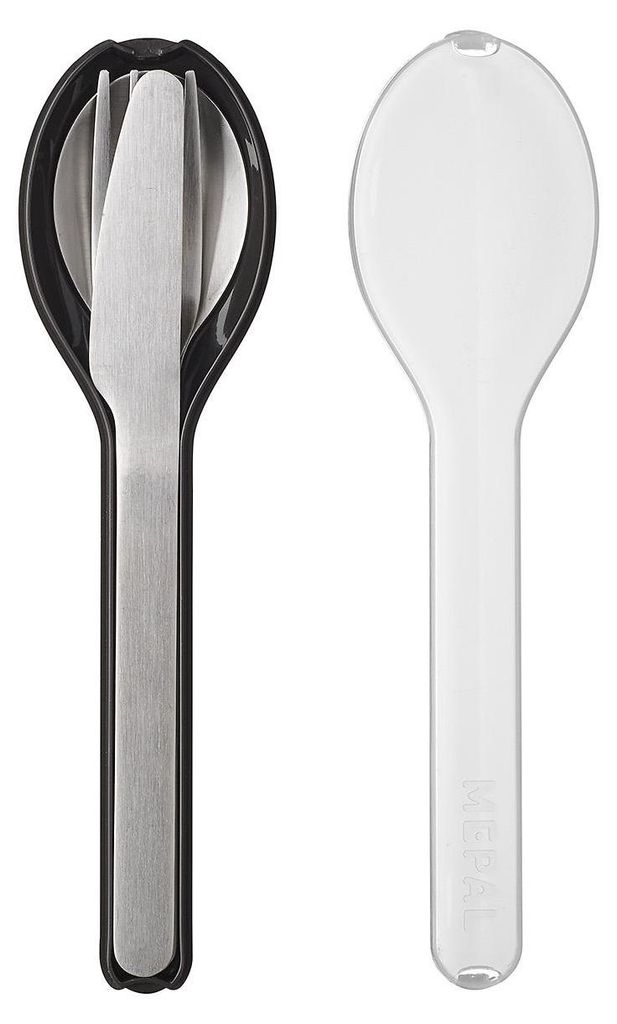 Besteht aus einem Messer, Gabel & Löffel Produktbild 